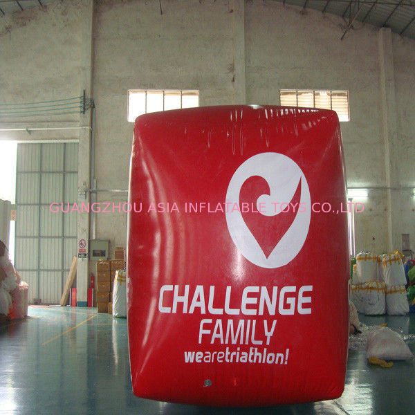 Red Cube Inflatable Swim Buoy For Advertising , Swim Buoy Inflatable Water Games
