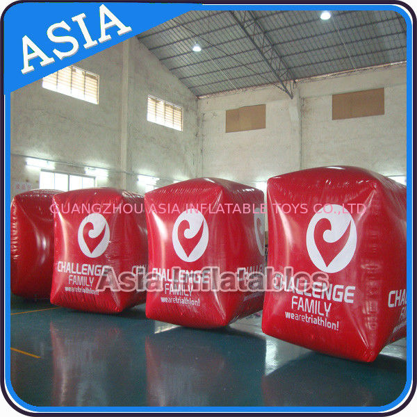Inflatable Swim Buoy In Cube Shape For Water Triathlons Advertising